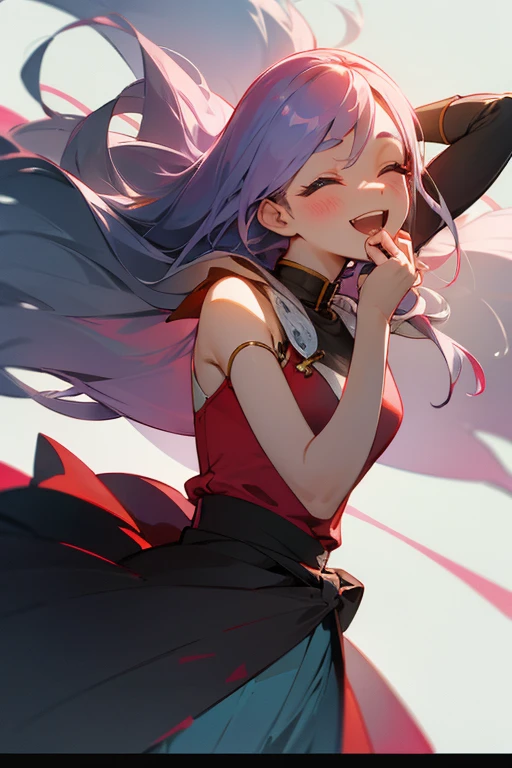 A girl say farewell to a man, while laughing mocking , he is far away