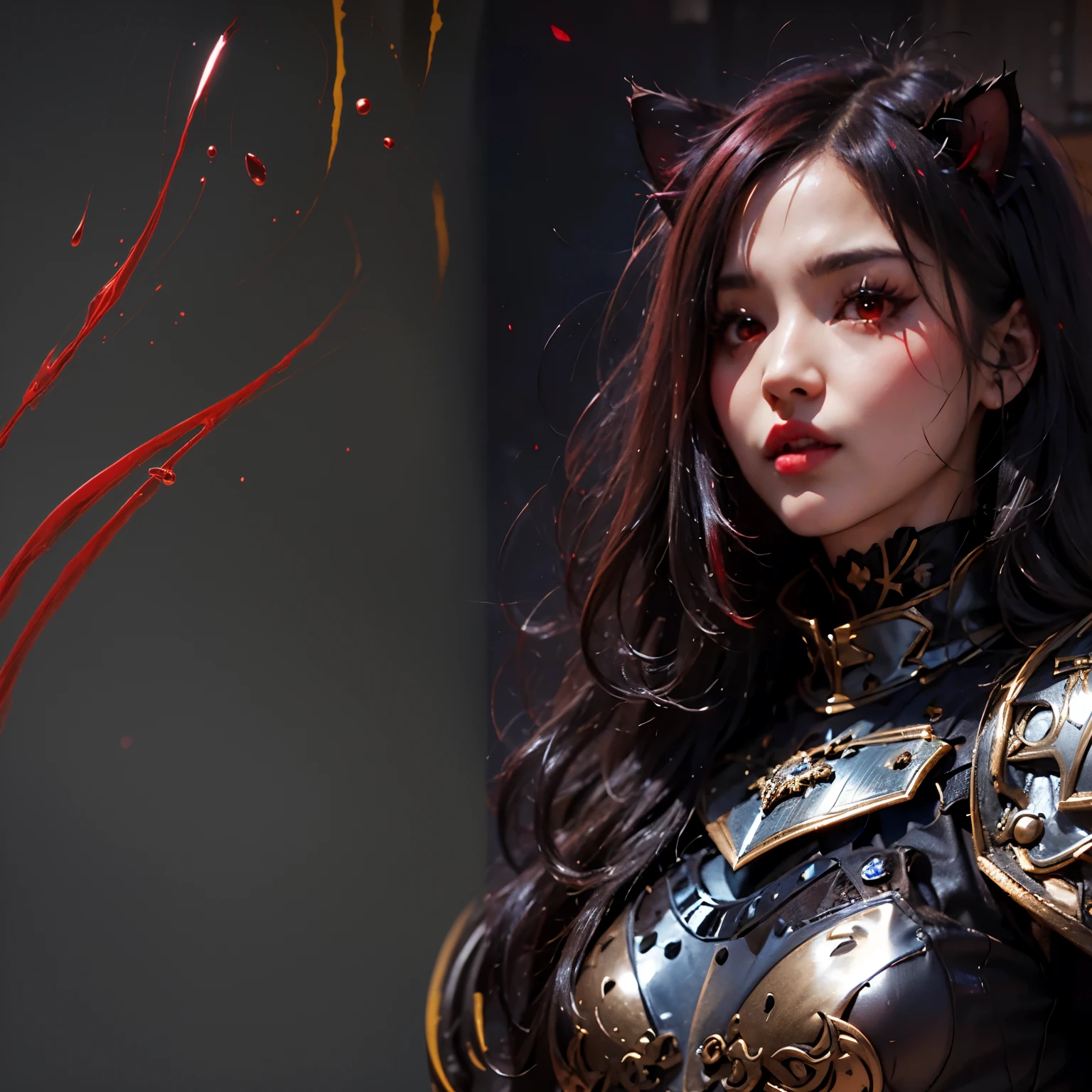 gray background with red and yellow particles