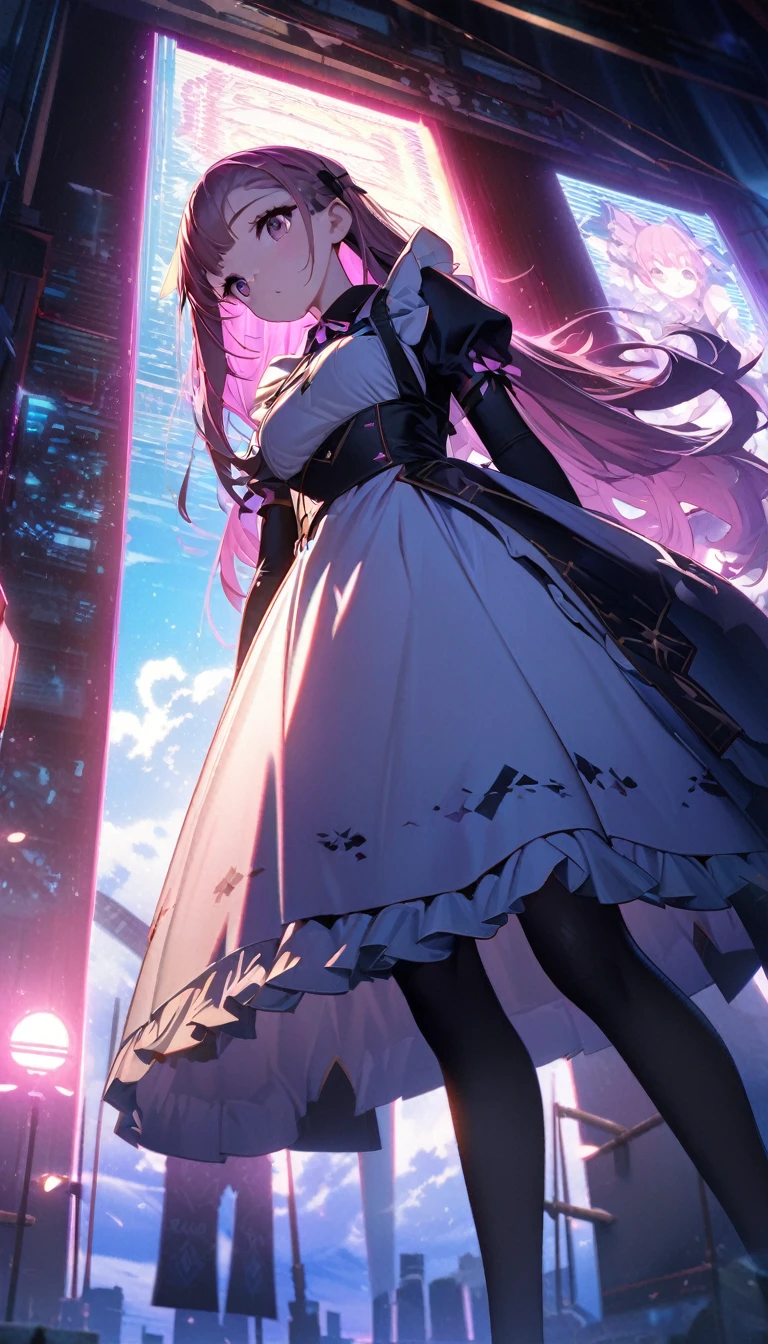 water着少女，Long Hair，純whiteの背景，Depth of written boundary，Low angle view，Calf Level View，Overclocked Renderer，Cinema Lighting，Ultra-fine，Very detailed，complicated，Cinematic Perspective，CG Art，,(Best image quality),(Hair is pink、Drill Twin、Maid clothes）,(Master&#39;s Work),(Super detailed),(詳細なeyeの描写:1.0),(Lens flare:1.0),(Movie Posters:1.0),(Tarot Border:1.0),Portraitureは中央に配置されます,(close:1.0),(nagative space:0.8),(Negative space:1.6),(alone),(colorfulに浮かぶ {Wind|Water magic|ink|crystallizations|ice|fire|inflammation|lightning|web|rock|sand|particle|光のfire花|Blood}:1.0),(colorfulなものが多い {Soap bubble|cloud|Thorn|spike|Grapevine|current|spiral|barely|wing|Tattoo|Cube|octahedron}:1.0),(floating {red|green|green|Aqua|purple|yellow|black|white|gray|Pink|orange|lime} {ribbon|Fater|particle|blade|water滴|Snow Flower|soft ball}:1.0),({crystallization|ice|fire|inflammation|Wind|water|Earth|stone|space|musical|Sonic|Vortex} {magic|wing}:1.0), ({Ray Tracing,Shine|Speckled sunlight,light,Caustics|night,Black Theme|mysterious,Creepy|easy going,pastel}:1.2), ({colorful|Sparkling|Multicolor}:1.0),(Beautiful sparkle:1.0),({Leaning forward|Lean back|Tilt to the side|}:1.2),{(smile:1.0)|(False Smile:1.0)|(Stern expression:1.0)},({small|small||lips,eyelash}:1.0),{(Open your mouth:1.0)|(Mouth closed:1.0)|},({eyelash|eye shadow||}),{片eyeを閉じて|||},(),({From below|From above|From the side From the side|From behind|Face-to-face viewer}:1.3),(Hello:1.3),(Tilt your head:1.0),(Dynamic pose:1.1),,({red|green|green|Aqua|purple|yellow|black|white|gray|Pink|orange|lime} {armor|dress|Collared shirt|suit|Costume}:1.0),({formal|army|Techwear|Urban style|casual,casual clothes|Fantasy,Magister|wild,Tribe|sf,Futuristic}),({Checked skirt|Layered skirt|Fluffy dresses|tights|pants|Shorts}),({red|green|green|Aqua|purple|yellow|black|white|gray|Pink|orange|lime} {eye|eye|student}:1.4),,,,{Length jacket|Blazer jacket|Cape|sweater|tie||},{(Floating Cape:1.0),|}({Fox Ears, Fox Girl|吸Blood鬼, Bat Wings|Pointed Ears,(Fairy:0.5)||}:1.1),({Abstract background|city,Skyscraper|forest,garden|city|shrine|cave,underground|Swamp|lake|winter|Alien planets|}:1.4),({indoor,internal|屋outside,outside}:1.1),,({Sitting|flight|Jump|lay|Are standing|Are standing on one leg}:1.1),({Skin of color|white skin|green skin|greenwhiteい肌|By thing|Shiny skin|blackい肌||}:1.1),({Full Body Lesbian|Upper Body|Portraiture|}:1.25),{tooth, 皮のtooth|Tongue Stock|Frowning|lipsを噛む|Thinking|||||}, {虚ろなeye| student in symbol shapes, Heart-shaped student| Slit pupil, + +|||||}, (pink hair, twin tails twin drill, show your forehead, blue eyes, White frilled white headband, slanted eyes, smile, long sideburns, curled bangs, neck ribbon, Forehead, amount),

