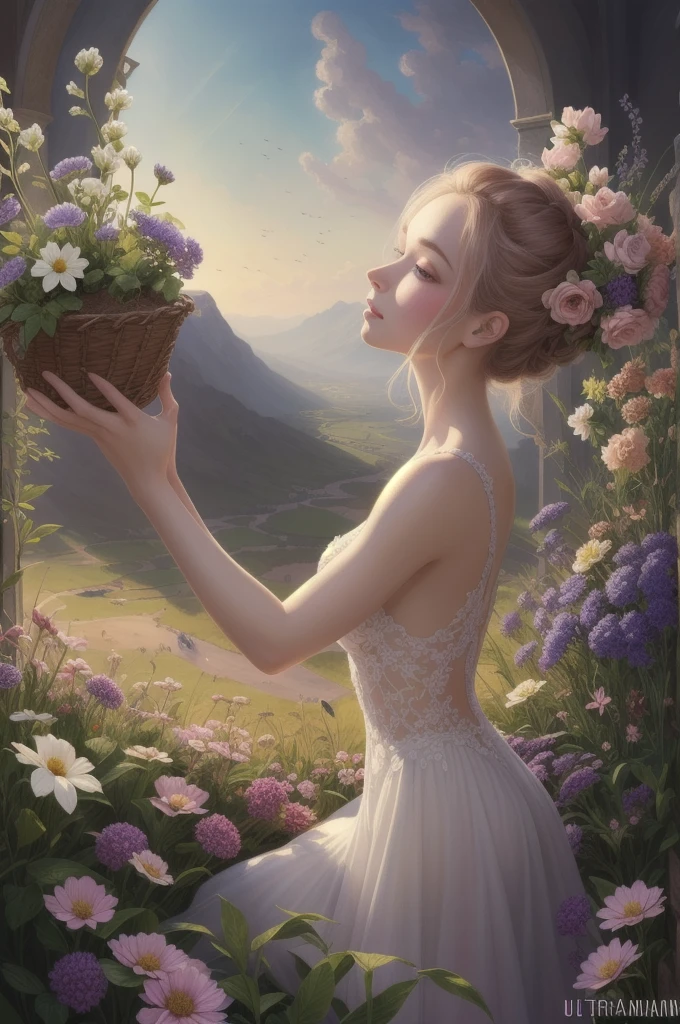(Illustration:1.3) beautiful planet earth with flowers and plants sprouting spring day (by Artist Anna Dittman:1), (((masterpiece))), (((best quality))), ((ultra-detailed)),(detailed light),((an extremely delicate and beautiful)),