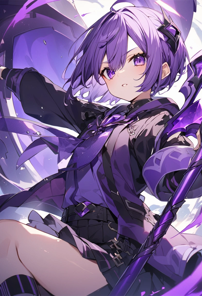 Keito。Purple Eyes。Purple Hair。Purple giant axe。