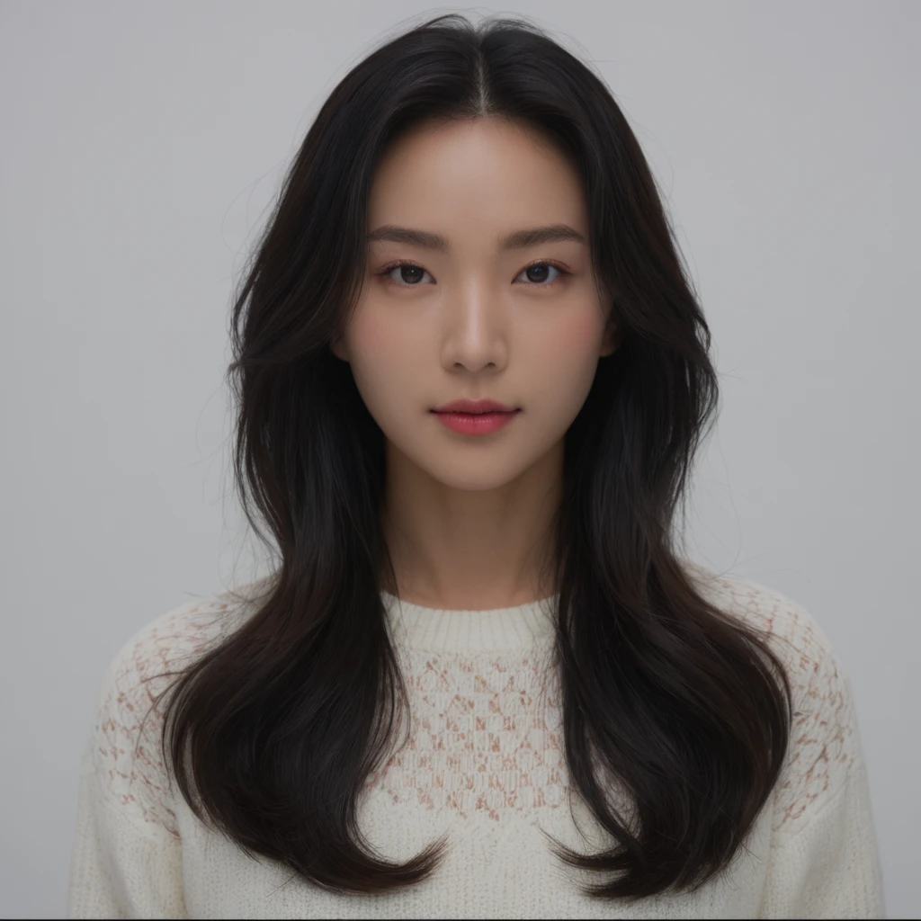 Best Quality, 8k, Masterpiece, (Portrait: 1.3), (photo realistic:1.4), (hyper realistic:1.4), Sharp Focus, looking at viewer, (smoother lighting:1.1), (increase cinematic lighting quality:0.9), realistic lighting, backlighting, light on face, ray trace, (brightening light:1.2), (Increase quality:1.4), sharp detail, (best quality real texture skin:1.4), finely detailed eyes, black_eyes, finely detailed face, 25 year old Korean woman, (white formal_shirt:1.4), (Create an image maintaining the original base model hairstyle:1.5)