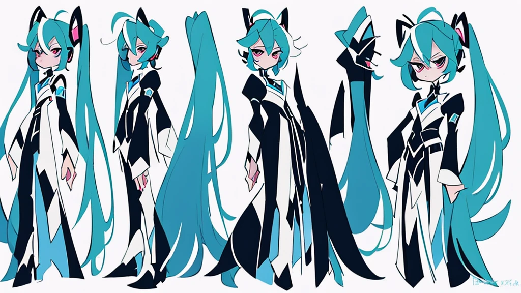 masterpiece, Hatsune Miku, White shirt, blue tie, bare shoulders, Separated sleeves, angry smiley, dark skin, Red eyes, black eyes, pupil orange,
