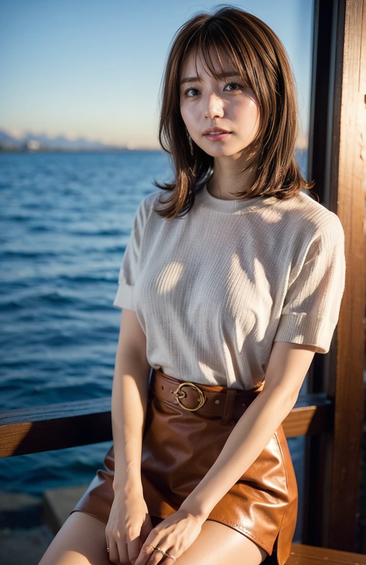The sky turns red、Wet white t-shirt and jeans、、Light brown hair、Elegant hairstyle、Blue Eyed Woman、A woman with a cute upward gaze、When the sky gets dark、The sky turns red as the sun sets、Tight clothing that shows your body lines、、Elegant summer knitwear、Elegant summer sweater、Leather Belt、Short skirt、Dress elegantly着こなす、Luxury Bagedium Shorthair:1.4))、The sun shines on her、Light brown hair、Light brown hair、The sky was dyed red、There are clouds、private's cute、彼女のAmple breastsは服の上からでも明らかです.、輝く太陽はとてもbeautiful、Dusk is approaching、Lens flare、You can see the sunset、((Sunlight reflecting off the ocean、Ocean View、The sun shines on the ocean、'beautiful.、Small earrings、private'evening、Birds are also flying、、Brown Hair Color、Tying up hair、The woman is on the right:1.4))、Luxury Leather Belts、Shiny clothes、Light beige hair color、Background Blur、Braid only the front hair、Light brown hair、{{Cowgirl Shot}}、((Close-up shot from the waist up、Ample breasts:1.4))、にっこりsmile、Silk clothing、服からでも分かるAmple breasts、Braid only the front hair、Cowboy Shot、Gorgeous white collared silk shirt and brown skirt、Dress elegantly、Luxury Bags、素敵なsmile、((Ample breasts))、Full body photo、ring、Short skirt、Tuck your hair behind one ear、Silver Necklace、smile、 Elegant ponytail、Caustics、Highly detailed photos、Very beautiful and ideal short hair、Super no makeup、(8K、RAW Photos、Highest quality、masterpiece:1.2)、(Realistic、Realistic)、1 Girl、((Medium Short Hair、Looking into the camera:1.4))、Hair blowing in the wind