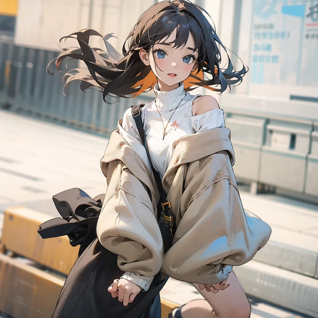 ((best quality)), ((masterpiece)), (detailed), 1 Girl, Off-shoulder sweater,