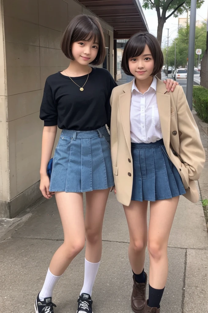 Junior high school student, beautiful girl, bloomers, short bob