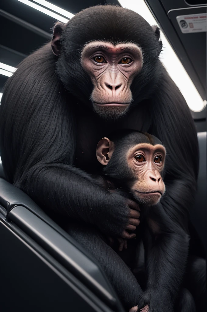 create a picture of a monkey with 2,70 metro de altura, 35kg e a cor vantablack
