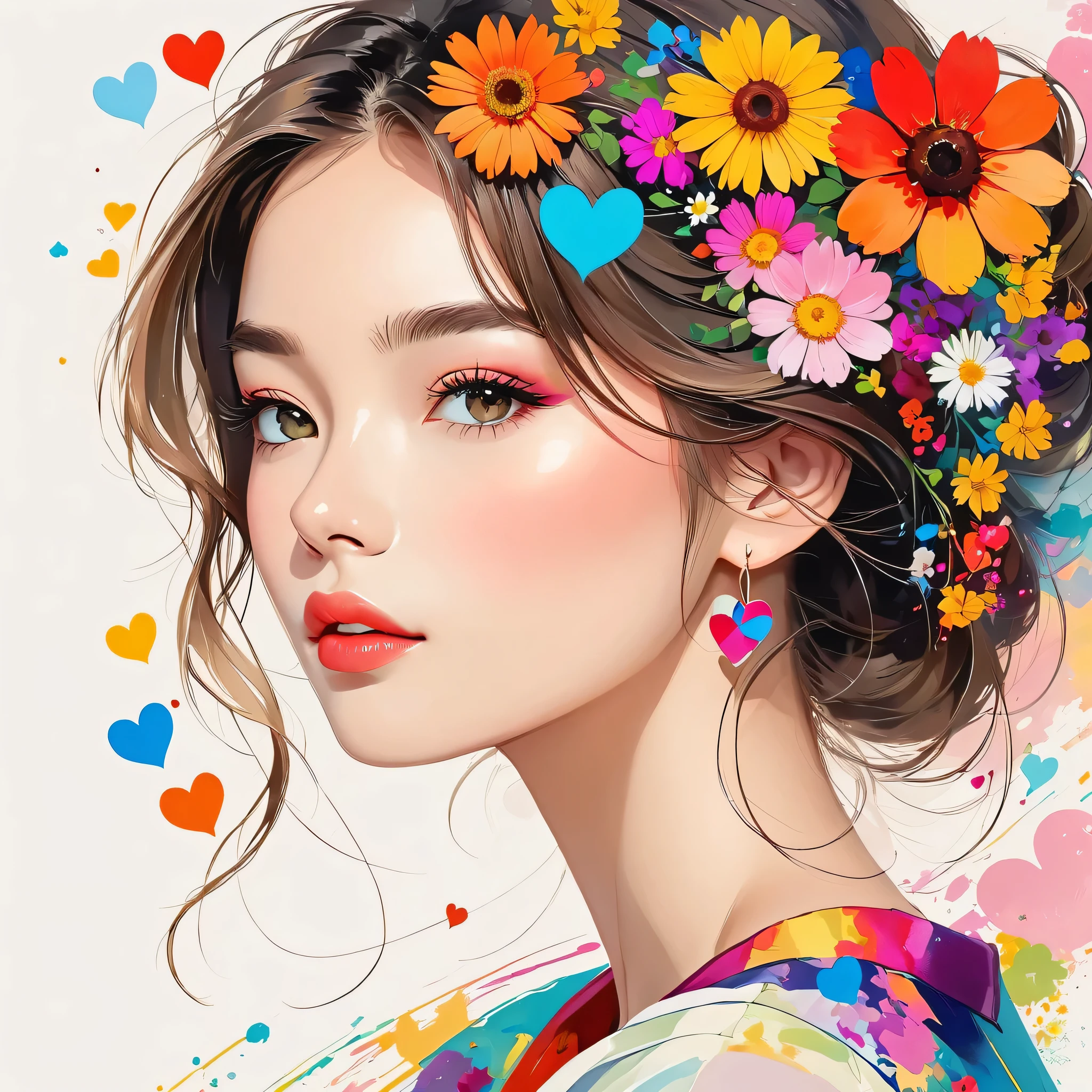 Vasily Kandinsky Style、The most beautiful girl of all time、Lips in Love、Colorful flowers、colorful hearts, Simple line initials、Abstract art、Urban Background