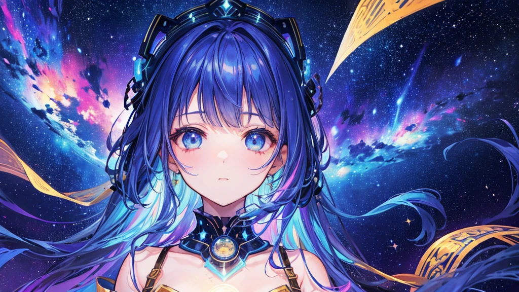 High detail, Super detailed, Ultra-high resolution, A girl having a good time in a dream galaxy, Surrounded by stars, The warm light that shines on her, The background is a starry sky with colorful galaxies and galactic clouds, The stars fly around her, Delicate face, Add a playful touch ,