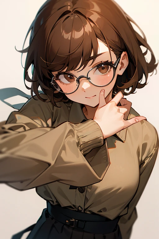 A girl, brown short  hair, brown eyes, she is wearing glasses closed her YouTube channel