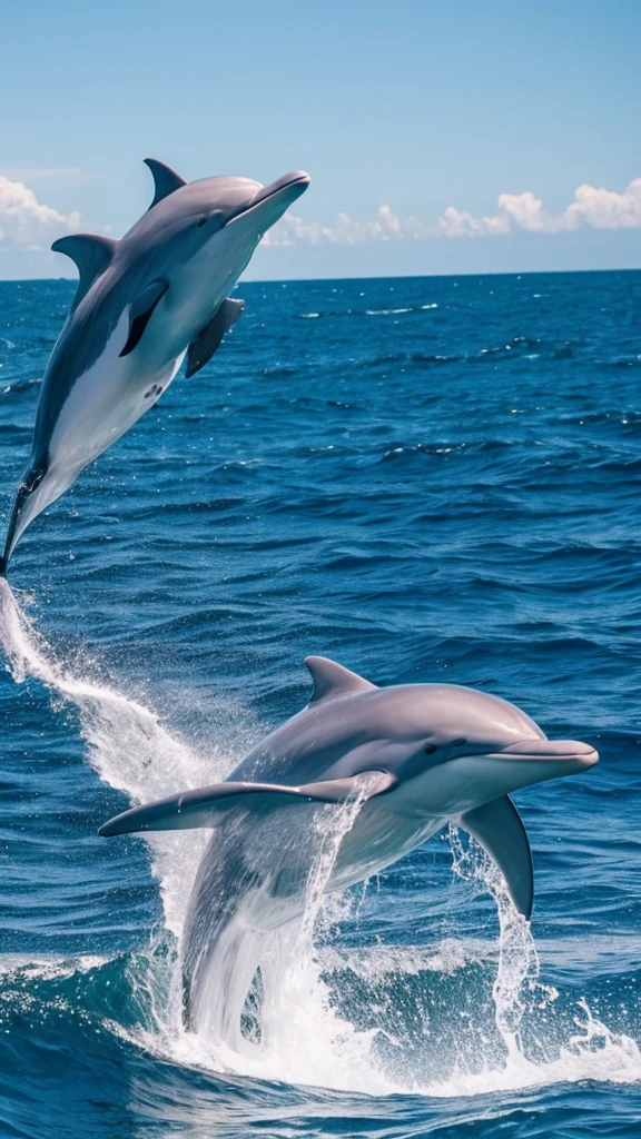 Scenery of a big dolphin show in the sea