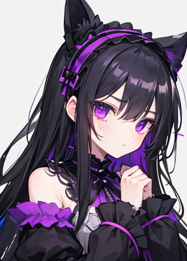 Black and purple gothic ta Black Hair Bandage on face Headband on head The sleeves widen from the shoulders to the wrists Purple eyes