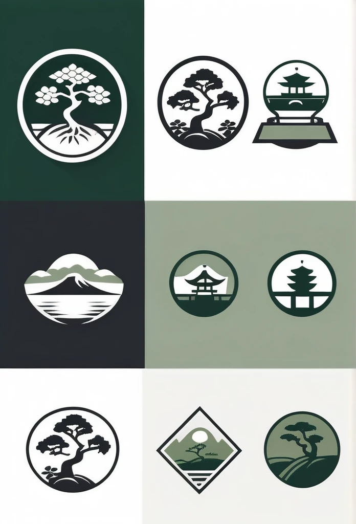 Logos of fashionable Japanese farms and landscaping companies
traditional Japanese bonsai
Pretty cool
chic and modern design
monotone
with rich greenery
The background is white