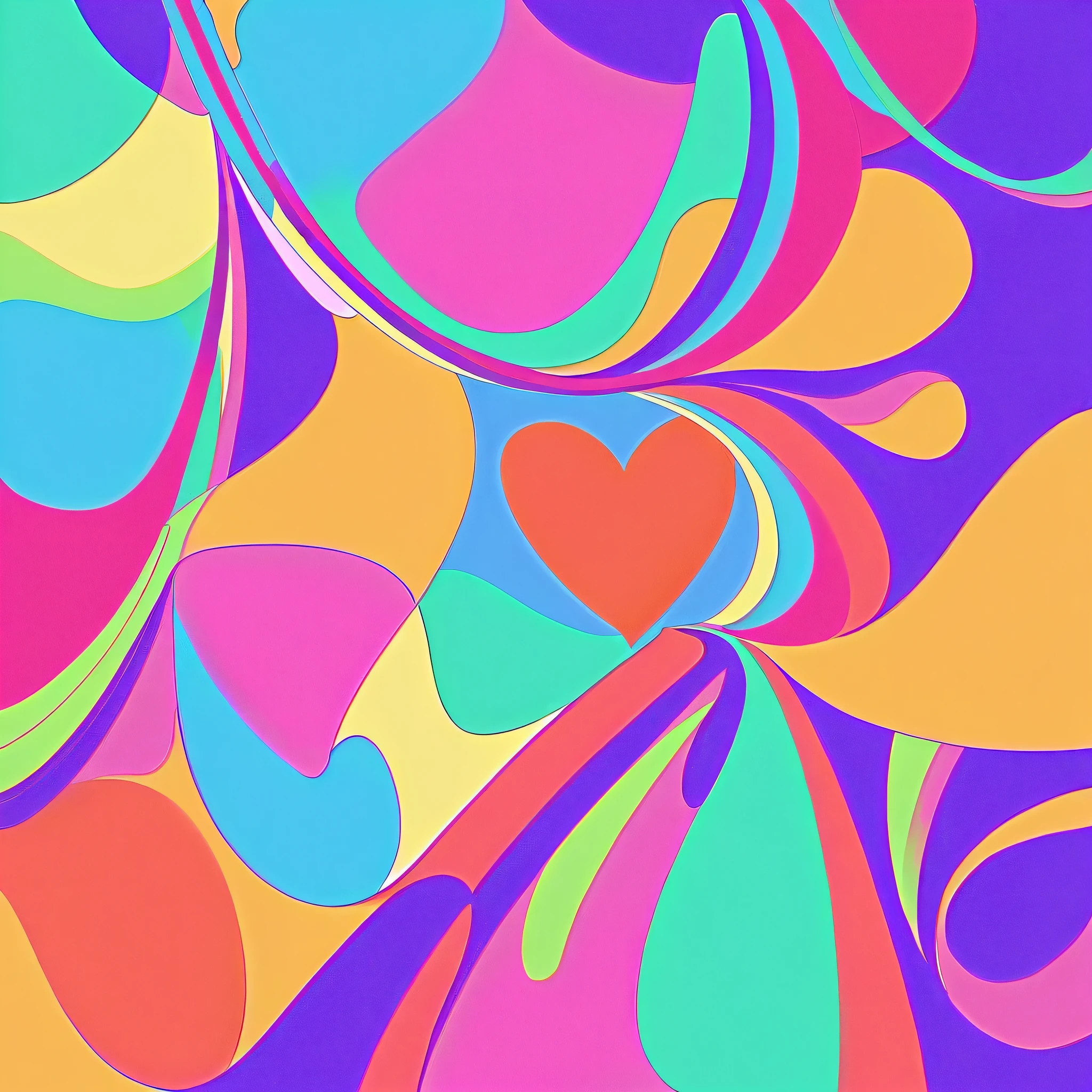 Vasily Kandinsky style, Simple Line Initialism，Abstract art，Urban Background, colorful hearts ,No people