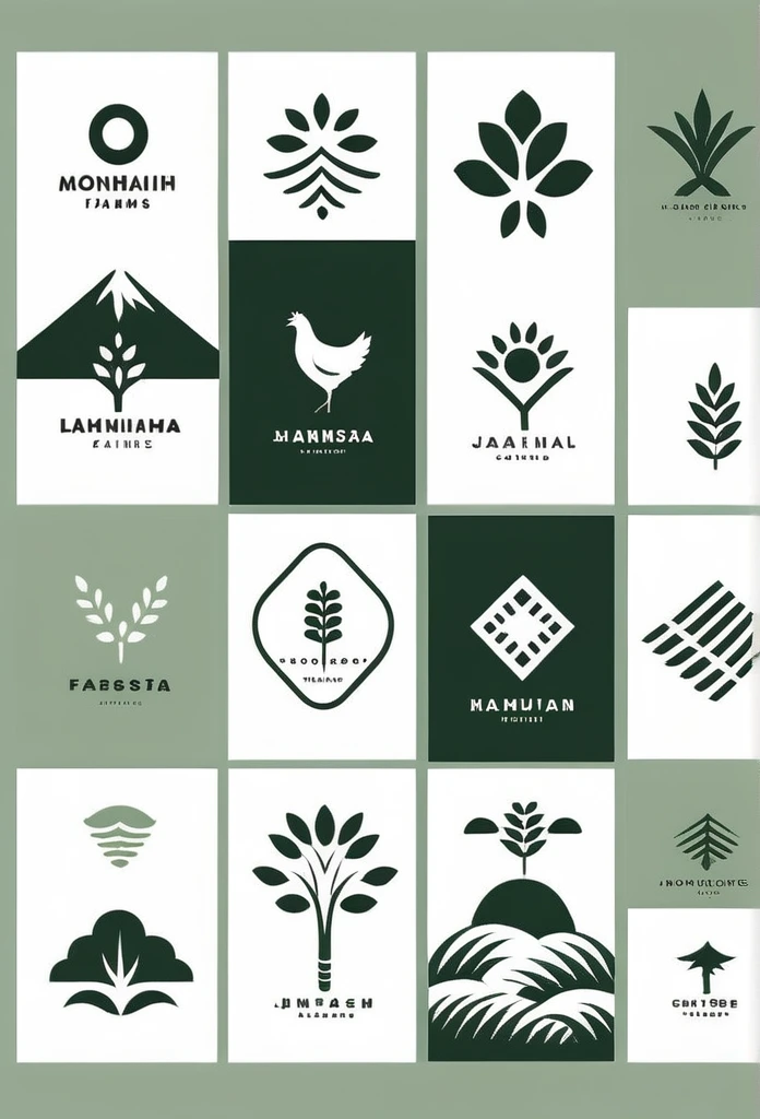 Logos of Japanese cool, stylish farms and landscaping companies

Pretty cool
chic and modern design
monotone
with rich greenery

The background is white