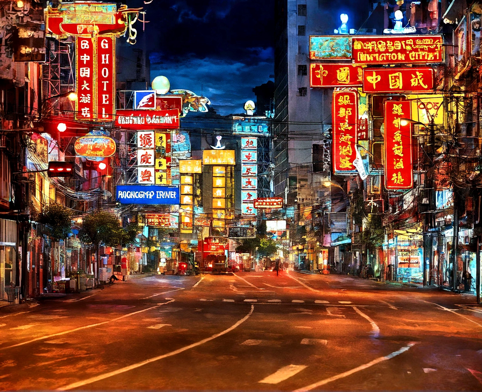 araful city street with many signs and buildings lit up at night, china town, chinatown, china town blade runner, bright neon lights from the city, city neon light, neon signs in background, colorful neon signs, street of bangkok, neon city in the background, city midnight neon lights, neon lights everywhere, neon megacity in the background