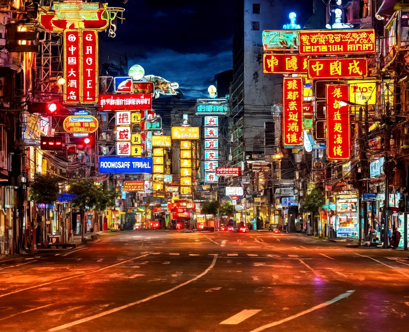 araful city street with many signs and buildings lit up at night, china town, chinatown, china town blade runner, bright neon lights from the city, city neon light, neon signs in background, colorful neon signs, street of bangkok, neon city in the background, city midnight neon lights, neon lights everywhere, neon megacity in the background