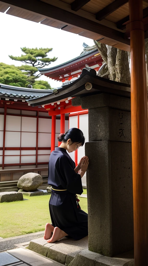 Make a Japanese-style puzzle image　Praying at a Japanese Shrine