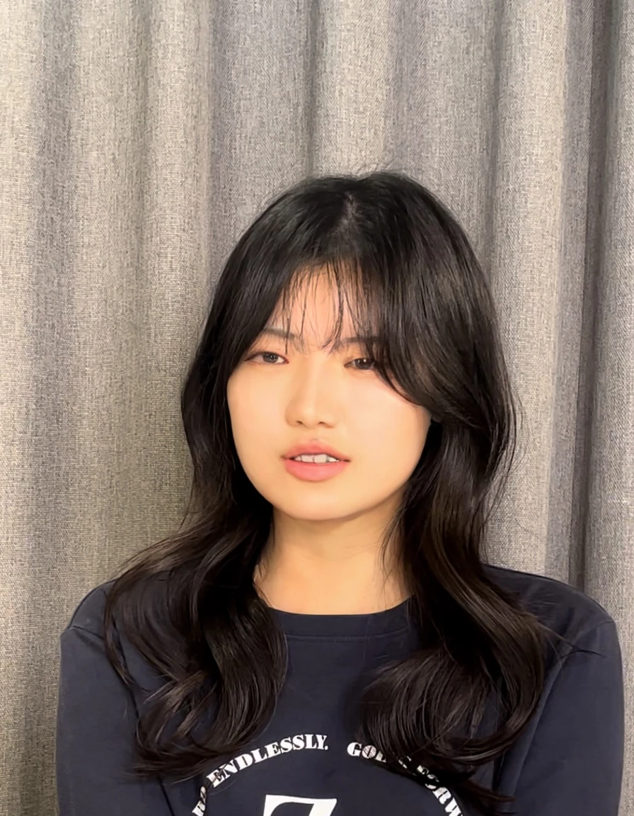 Best Quality, 8k, Masterpiece, (Portrait: 1.3), (photo realistic:1.4), (hyper realistic:1.4), Sharp Focus, looking at viewer, (smoother lighting:1.1), (increase cinematic lighting quality:0.9), realistic lighting, backlighting, light on face, ray trace, (brightening light:1.2), (Increase quality:1.4), sharp detail, (best quality real texture skin:1.4), finely detailed eyes, black_eyes, finely detailed face, 25 year old Korean woman