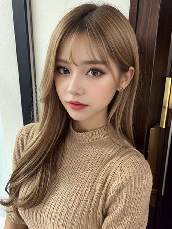 ( high quality , Super detailed, Watch your hands )Curious, Skillful, Humorous, Fascinating, Imaginative faces , Sometimes unrealistic, Restless, Nervous, Careless style , Light brown eyes , Light blonde hair , Transparent Dress , In the middle of the night , whole body , Sexy Makeup ,