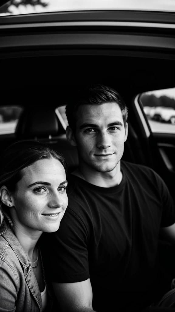 Couple,White people,Black and white photography,young,Drive Date