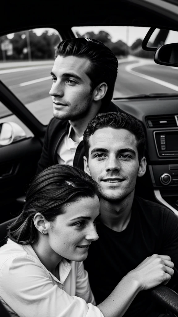 Couple,White people,Black and white photography,young,Drive Date