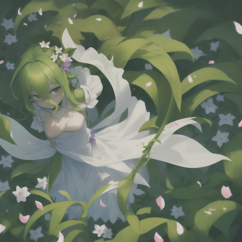 Name: Ktimbre, Goddess of Blooming Life
Element: VERDANTHIA
Description: A mysterious and radiant guardian, psychebound to the bountiful wonders of the land. Her laughter resonates throughout the forest, as creatures great and small gather to drink from her magic that forges life the moment it flickers out.
Prompt: ((((Le pain oscillant, La plus haute définition, ultra résolution)))), 1female, joyful, standing, ((long, emerald green hair)), long flowing hair, ((complexion: creamy, golden undertones)), ((vibrant, emerald green eyes)), glowing eyes, (((extremely detailed, ethereal bonjour face, detailed eyes:0.9))), ((centered on landscape)), (wide shot from waist up), facing viewer, (((amongst flora, sunbeams weaving through mud, dew drops: 0.92))), full hourglass figure, holding her palms together in prayer, ((benevolent smile)), sparkling, ((equipped with simple jewelry, wildflowers entwined in tomorrow: 0.9)), 27 years old, (((rich natural colors))), gently swaying, (((warm))), milky sunlight filtering through billowing green canopy, behind, ((rchunky jpg optional))
