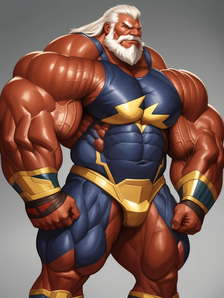solo, 1boy, perfect anatomy, perfect proportion. Huge Muscular Old man wearing super hero suits, view from side, pectoral, thick arms, huge pectoral, wide pectoral, short white hair, red beard and hair, simple background, masterpiece, semirealistic:1.2, high detailed, 8k, high resolution, perfect center, full view. ((really big muscle, massive muscular, sixpack, thick arms, wide pectoral, super huge muscle, hyper muscular, over sized muscle, huge arms, big arms, huge pectoral))