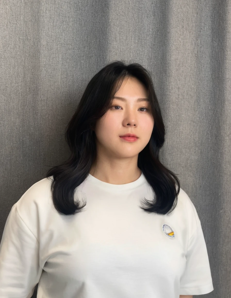 Best Quality, 8k, Masterpiece, (Portrait: 1.3), (photo realistic:1.4), (hyper realistic:1.4), Sharp Focus, looking at viewer, (smoother lighting:1.1), (increase cinematic lighting quality:0.9), realistic lighting, backlighting, light on face, ray trace, (brightening light:1.2), (Increase quality:1.4), sharp detail, (best quality real texture skin:1.4), finely detailed eyes, black_eyes, finely detailed face, 25 year old Korean woman