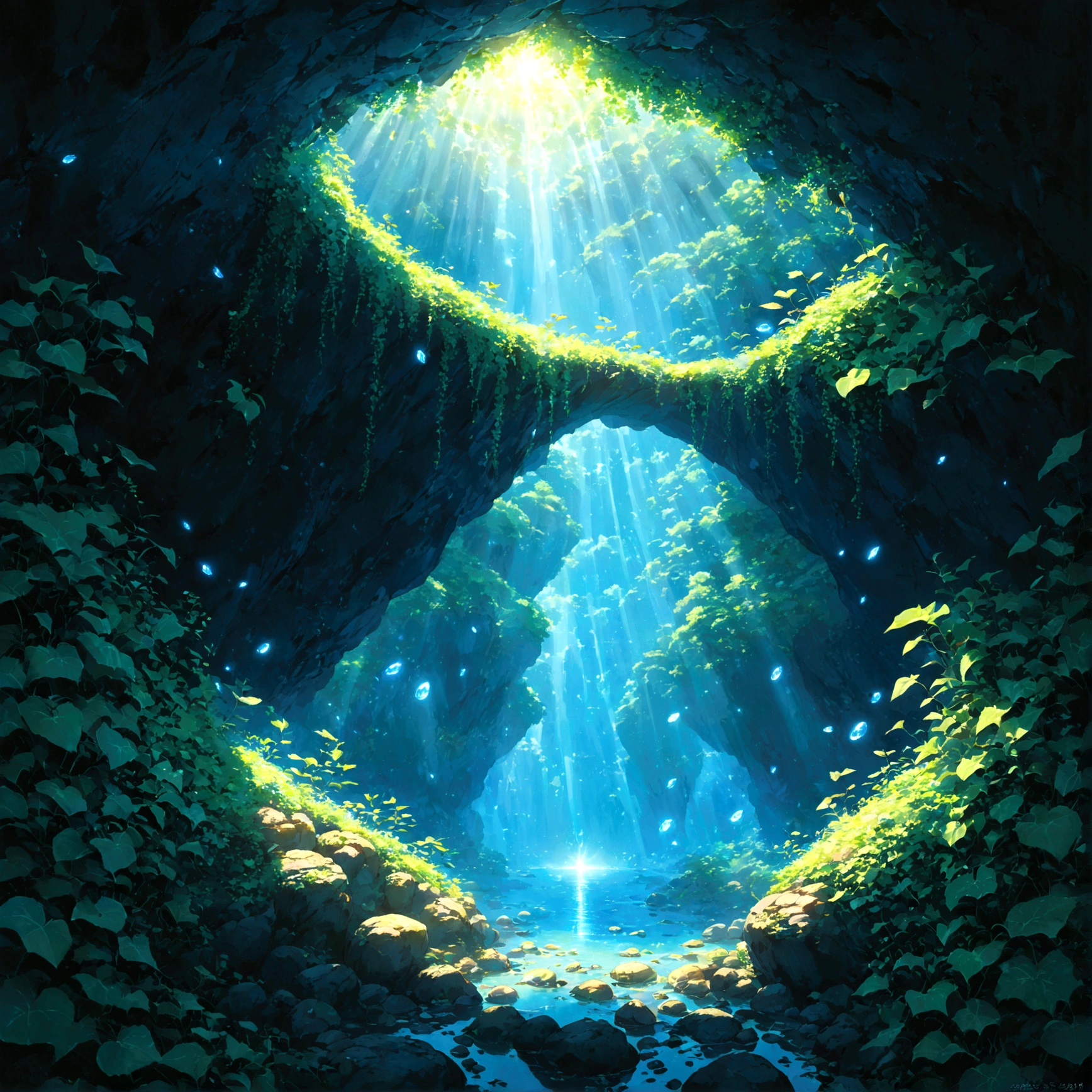 Ghibli summer Ocean cave Light