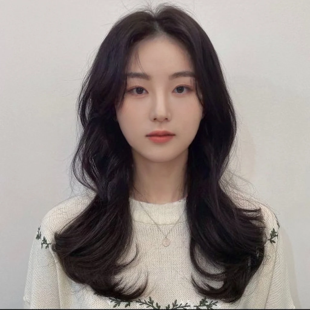 Best Quality, 8k, Masterpiece, (Portrait: 1.3), (photo realistic:1.4), (hyper realistic:1.4), Sharp Focus, looking at viewer, (smoother lighting:1.1), (increase cinematic lighting quality:0.9), realistic lighting, backlighting, light on face, ray trace, (brightening light:1.2), (Increase quality:1.4), sharp detail, (best quality real texture skin:1.4), finely detailed eyes, black_eyes, finely detailed face, 25 year old Korean woman,charmed_face,applying_makeup