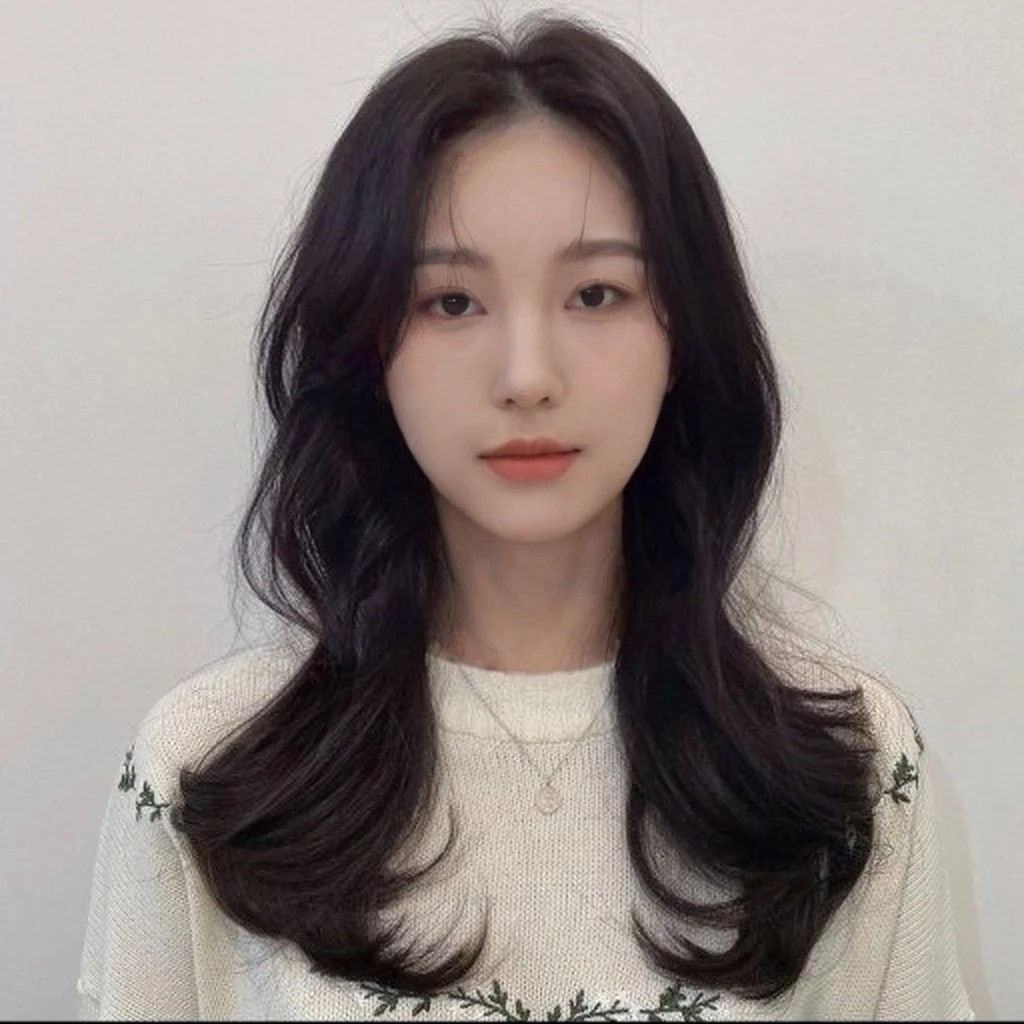 Best Quality, 8k, Masterpiece, (Portrait: 1.3), (photo realistic:1.4), (hyper realistic:1.4), Sharp Focus, looking at viewer, (smoother lighting:1.1), (increase cinematic lighting quality:0.9), realistic lighting, backlighting, light on face, ray trace, (brightening light:1.2), (Increase quality:1.4), sharp detail, (best quality real texture skin:1.4), finely detailed eyes, black_eyes, finely detailed face, 25 year old Korean woman,charmed_face,applying_makeup