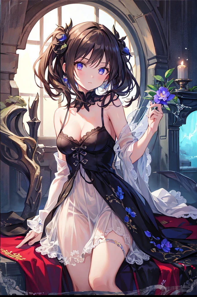 Artwork with a thorn motif, ((Highest quality)), High resolution, 8K, Cinematic Light, High Contrast, Written boundary depth, Strong brilliance, Detailed Background, One Girl, cute, fine grain, Shining Eyes, Detailed Iris,