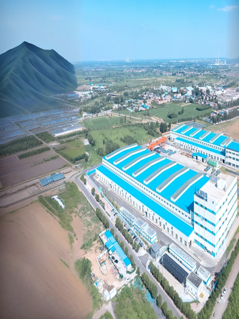 Aerial view of a factory with a large blue roof and buildings, mountain valley to factory, Factory Background, Very very surreal, huge factories, Large scale, gigantic scale, wide image, Industrial surroundings, Company Profile Factory Photos, Eight thousand. filling of the view, Airsoft Arena Landscape, Ultra-high resolution, Power plant location