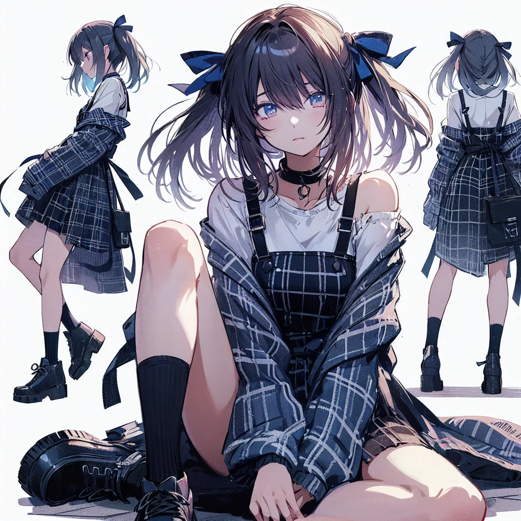 Anime Girls sitting on the ground with her legs crossed, hyperRealistic , Style Anime, a hyperRealistic , beautiful anime high high school girl, Cute girl anime visuals, (Anime Girls), Realistic , Anime full body illustration, high school girl, Anime Moe Art Style, cute Anime Girls, Anime Girls, Kantai Collection Style, young Anime Girls, Beautiful eyes drawn in detail