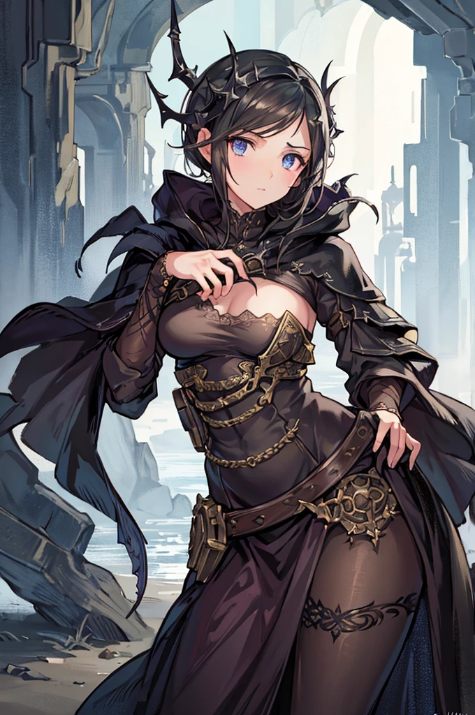 Artwork based on the Queen of Thorns, ((Highest quality)), High resolution, 8K, Cinematic Light, High Contrast, Written boundary depth, Strong brilliance, Detailed Background, One Girl, cute, fine grain, Shining Eyes, Detailed Iris,