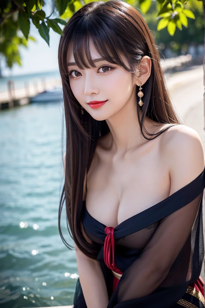 (((A real beauty))), RAW Photos, Black Hair、folder、Round eyes、False eyelashes、Straight Hair, Wavy Hair、correct、Crimson lipstick、Striped Hair、Brown Hair、Blue Hair、(Gradient Hair)、Asymmetrical Hair、Hair behind the ear、Crossed bangs、Long Hair、((お尻までLong Hair))、Long Hair、Straight bangs、Smooth, silky hair、Hair up on one side、とんでもなくLong Hair、Light brown eyes、Ring Eye、Round eyes、Wicked Smile、A light smile、Cast a Shadow、(Extraordinary presence)、Atmospheric perspective、Backlight、Exposure、Lens flare、、最high quality、超High resolution、超High resolution、Very realistic, masterpiece、correct、Textured skin、high quality、最high quality、Awards、32k, 髪のfolder、Cunning、（Squint your eyes and laugh）、Shy laugh、Redness in the ears、correct、Subjective、Shine、360° View、Very detailed、超High resolution、解剖学的にcorrect、masterpiece、Emphasize the chest、High resolution、High detail、Long eyelashes、A slight blush、Compensate, (((Full Body Shot)))、（Hands on hips）、Captivating pose、Shooting from a distance、Various angles of view、Sony FE、ass pov, atmospheric perspective, f/4.0, 8K