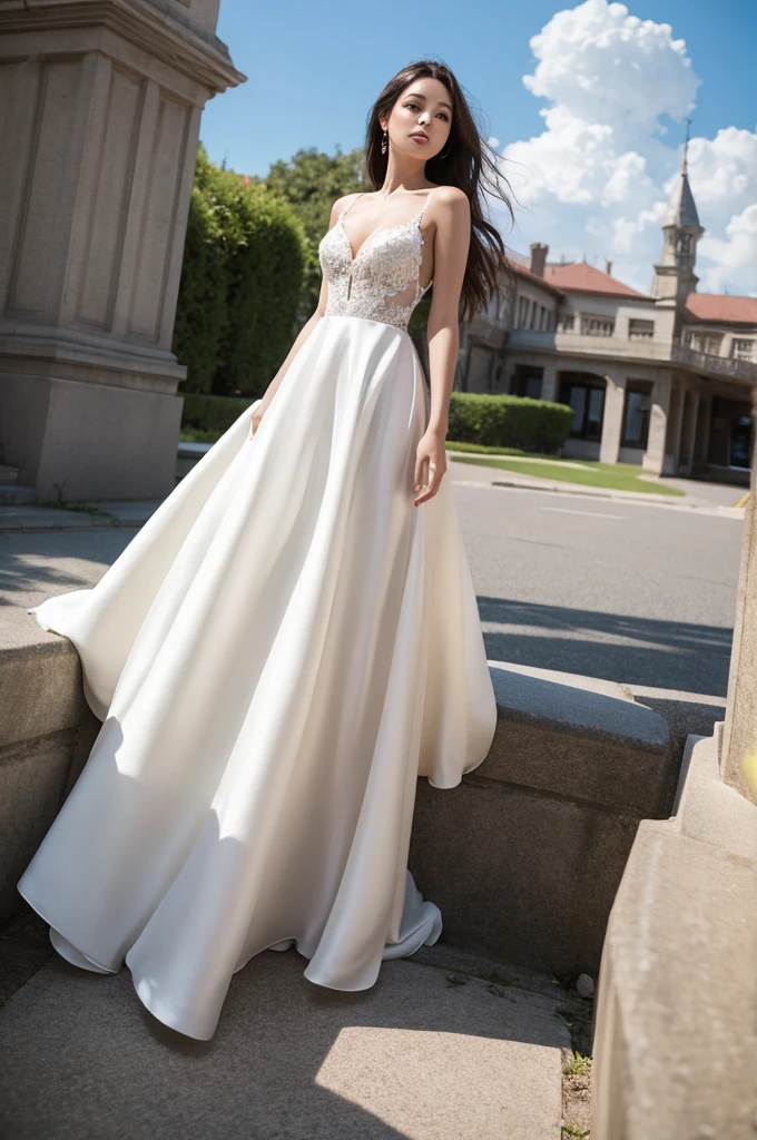 Female body sequence wedding dress。
