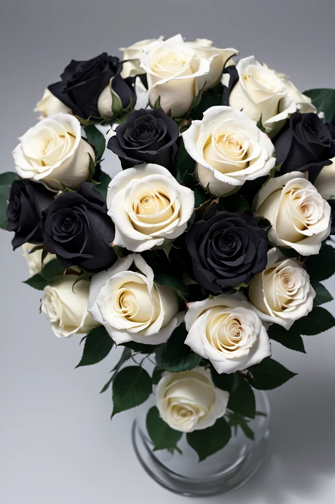 White and black roses