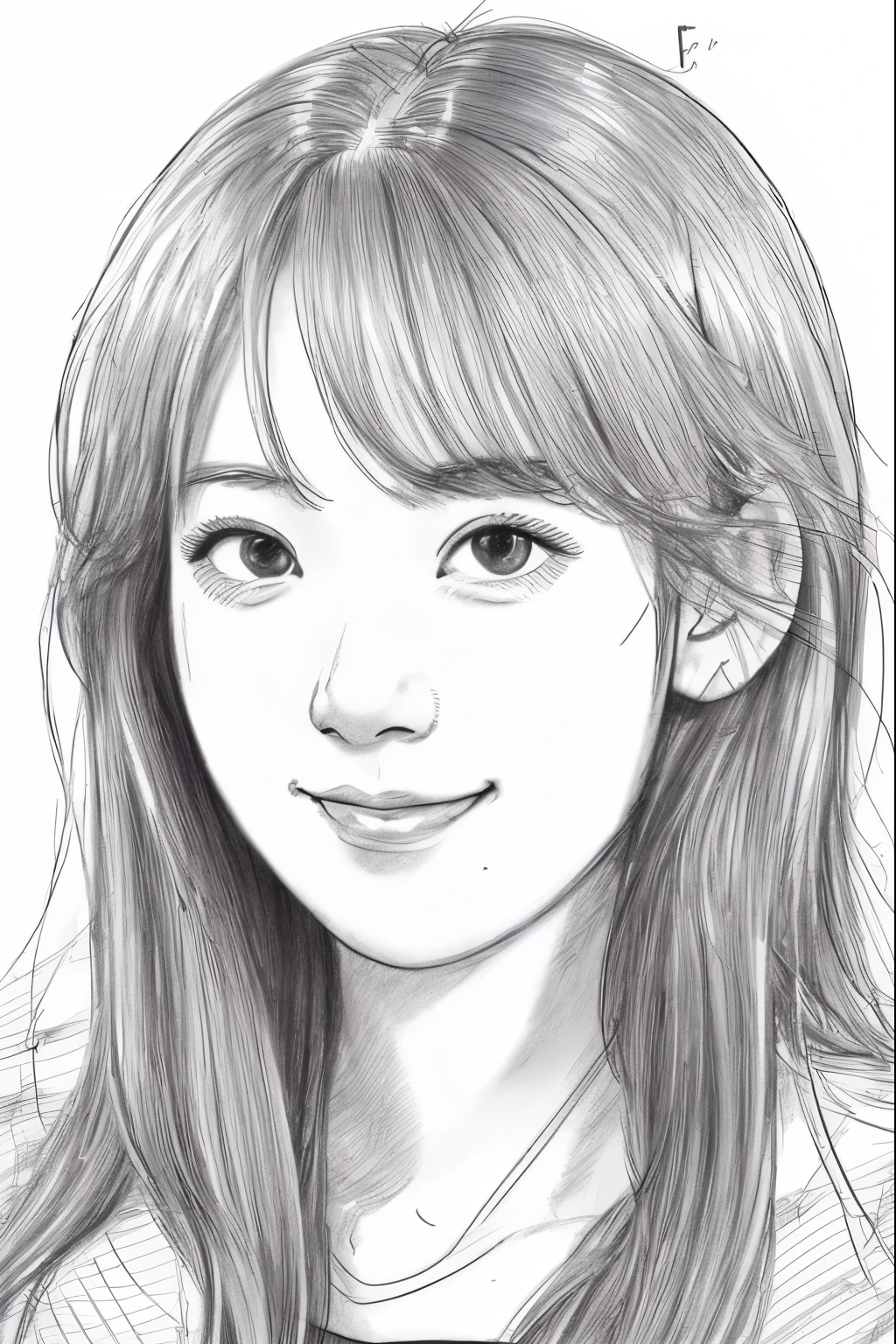 beautiful, alone, 最high quality, High resolution,masterpiece, high quality, One girl, sketch, drawing, pencil speed drawing works, ((user manual, sketch:1.5)), smile,A shy smile,