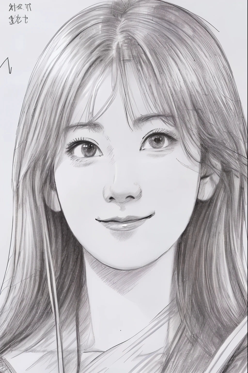 beautiful, alone, 最high quality, High resolution,masterpiece, high quality, One girl, sketch, drawing, pencil speed drawing works, ((user manual, sketch:1.5)), smile,A shy smile,