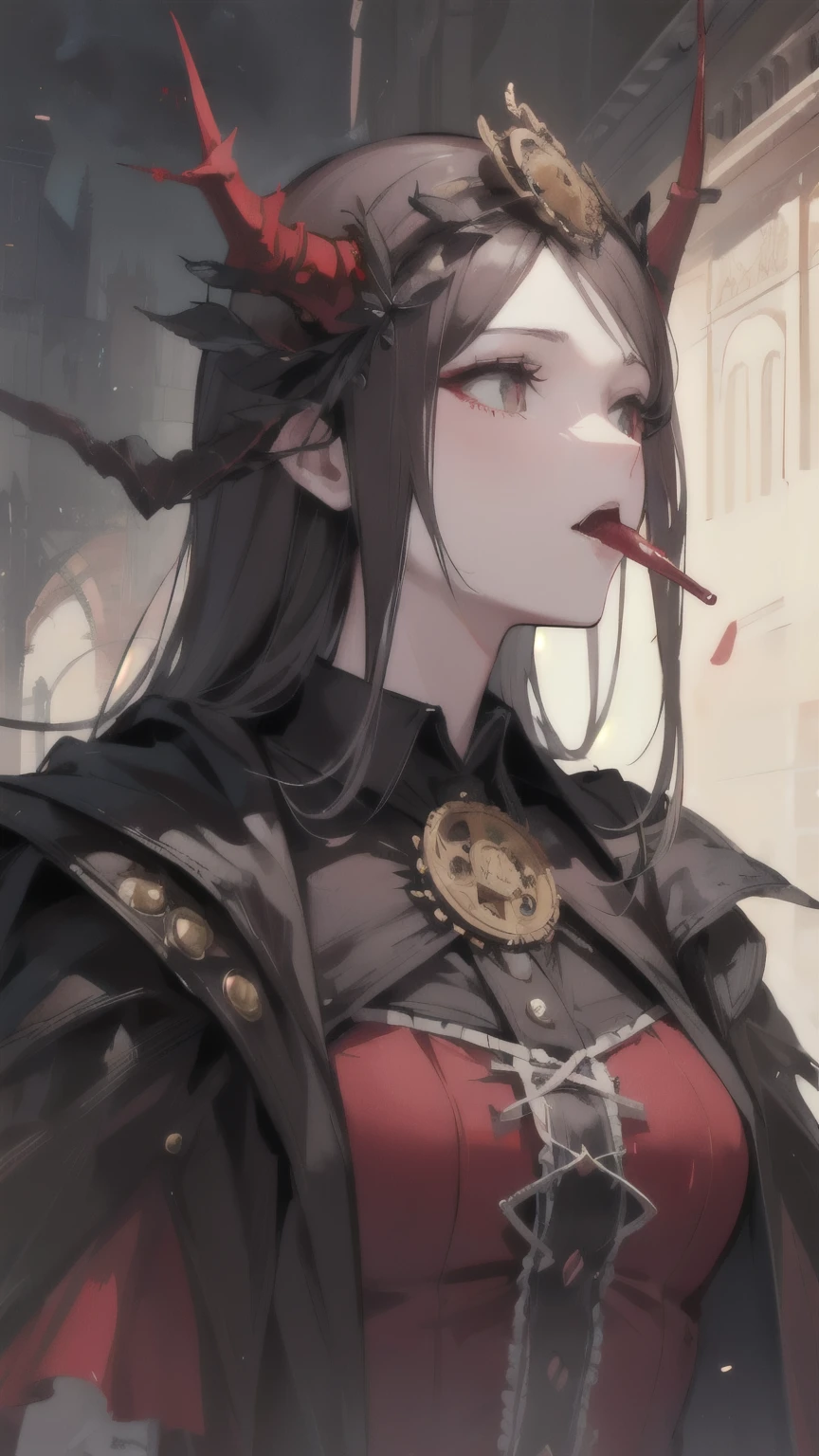 (masterpiece:1.2, Highest quality), (Actual Photos, Intricate details), (1 female, alone, Small breasts) ，Distorted facial expressions、Blood splatter、Cuts on the face、burns on the face、whole body、Punk Fashion、Long Hair、Long Bangs、Twin tails、Black Hair、（（（Dark circles under the eyes）））、Pale skin、Pathological、Wicked Smile、Crazy Eyes、（Grin）Dramatic makeup，Create mixed media art、White Background