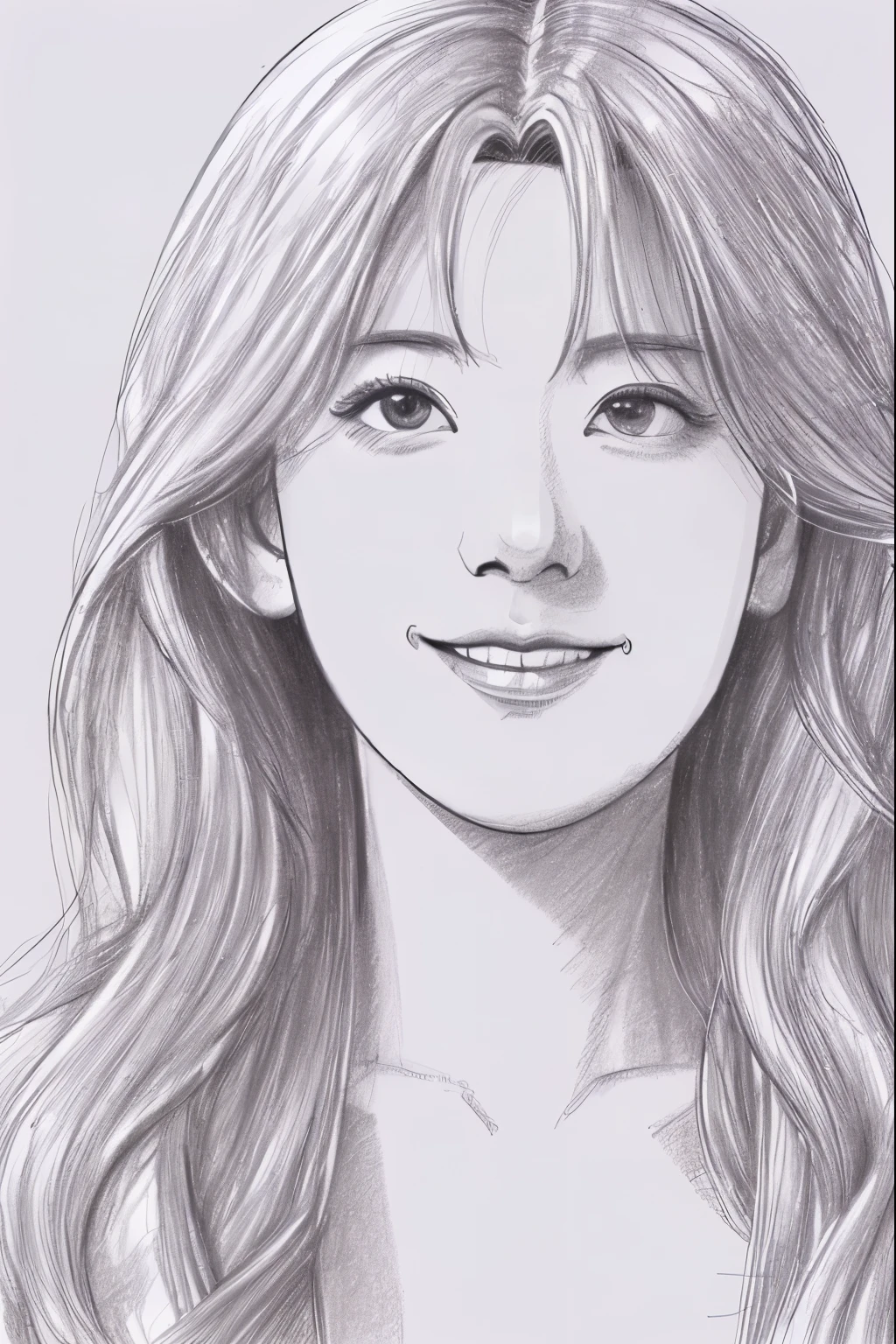 beautiful, alone, 最high quality, High resolution,masterpiece, high quality, One girl, sketch, drawing, pencil speed drawing works, ((user manual, sketch:1.5)), smile,