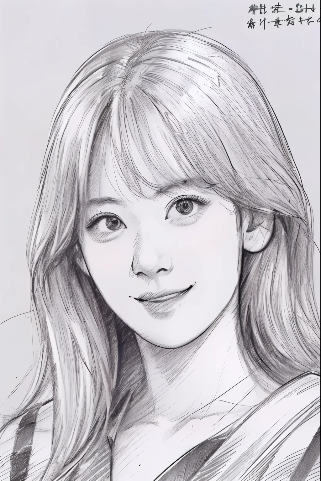beautiful, alone, 最high quality, High resolution,masterpiece, high quality, One girl, sketch, drawing, pencil speed drawing works, ((user manual, sketch:1.5)), smile,