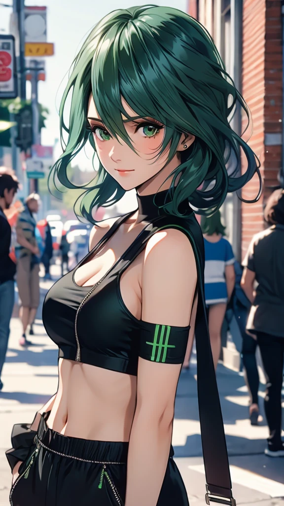 1 Female, thirties, Tamaki, green hair, hair between eyes, Street fashion,