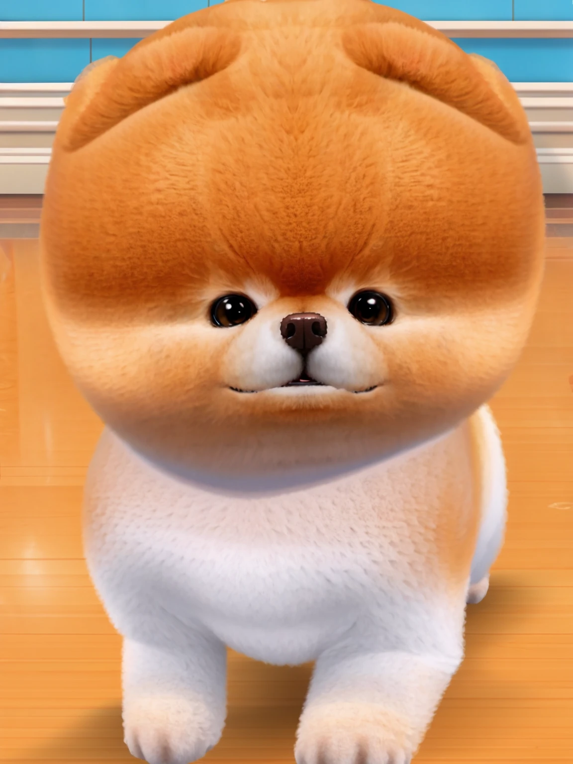 1 fluffy little Pomeranian,Fine fluff,Extremely fine hair,best quality,masterpiece,(Soft colors:1.2)