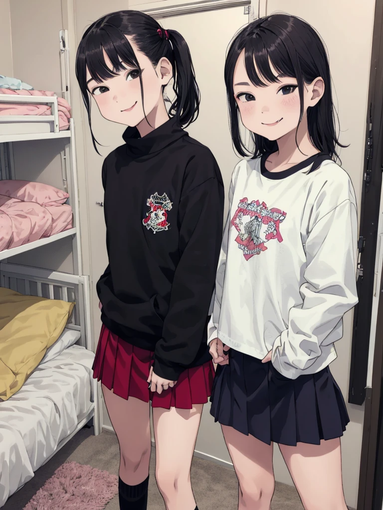 1girl,,,my room,socks,grin,hoodie,panties
