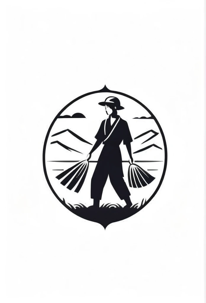 Logos of fashionable Japanese farms and landscaping companies

worker
Pretty cool
chic and modern design
monotone
with warm rich greenery

The background is white