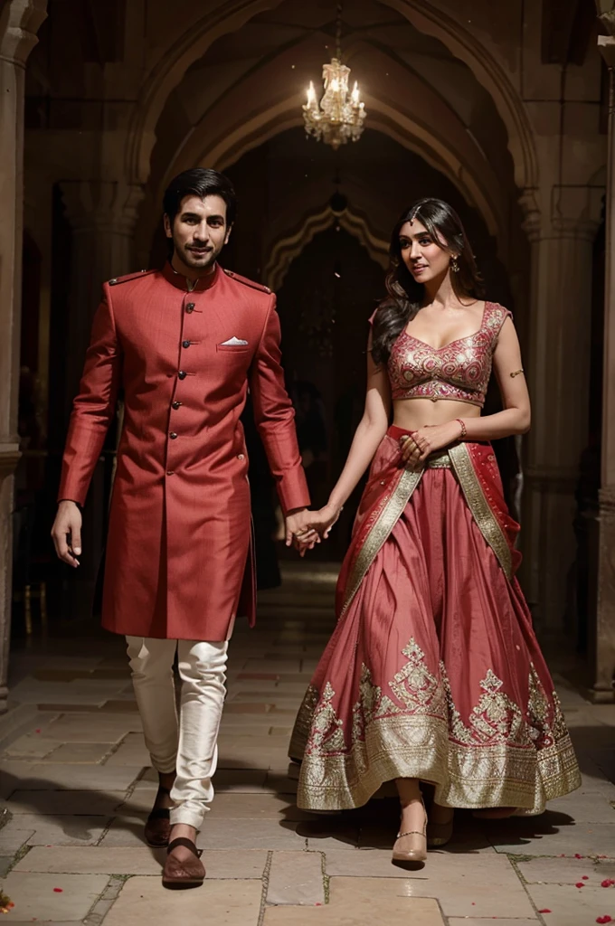 Kartik AARyan and kriti sanon wedding pictures background is red a royal wedding every actor present there