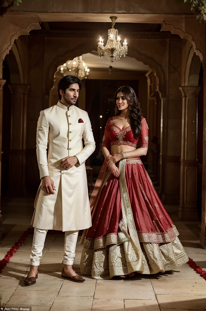 Kartik AARyan and kriti sanon wedding pictures background is red a royal wedding every actor present there